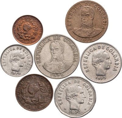 купить Колумбия набор монет 1974-1977 (7 шт)