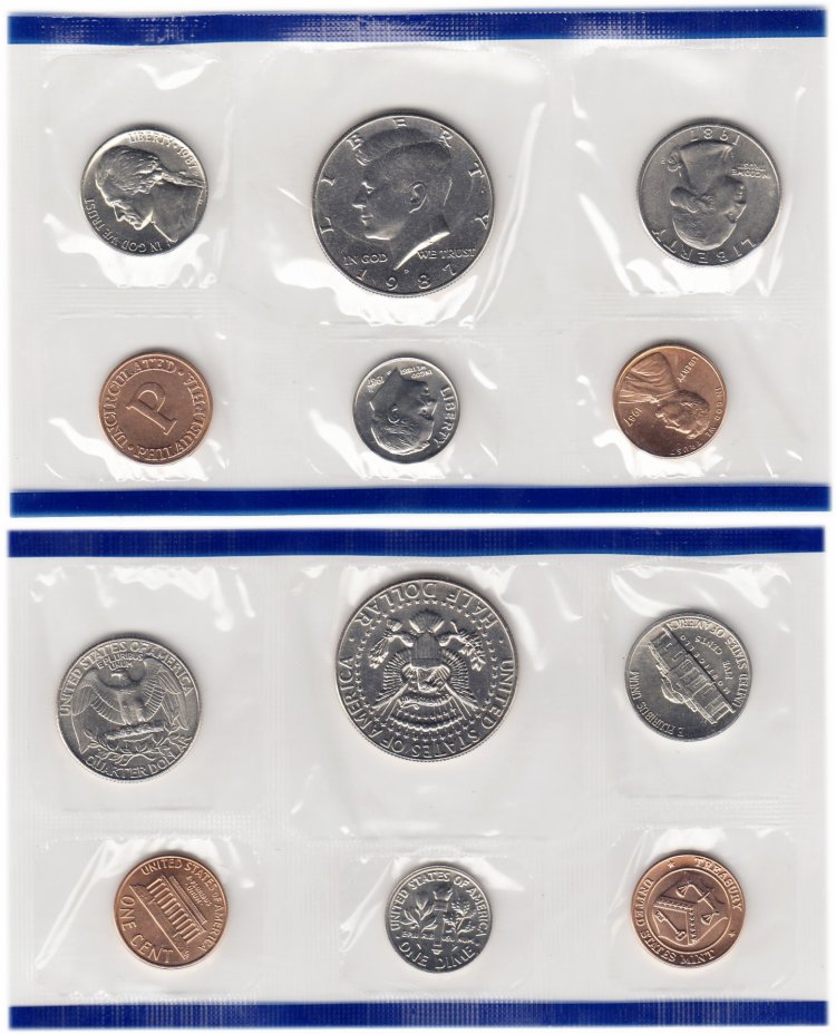 купить США годовой набор 1987 Р (5 монет + жетон)