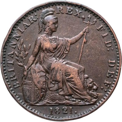 купить Великобритания 1 фартинг (farthing) 1821 Точка после даты