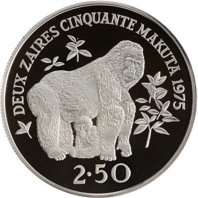 Купить Заир 2,5 заира 1975 "Горная горилла"
