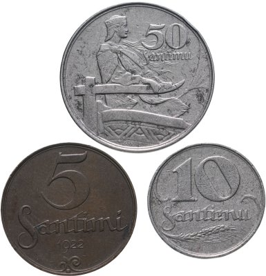 купить Латвия Набор из 3 монет 1922 г