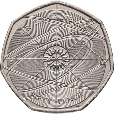 купить Великобритания 50 пенсов (pence) 2017 "Исаак Ньютон"