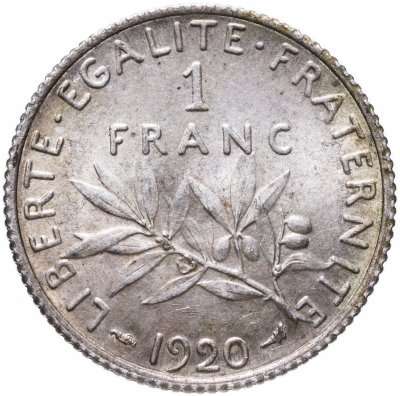 купить Франция 1 франк (franc) 1920