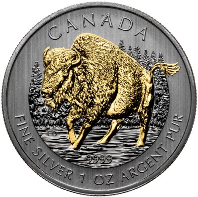 купить Канада 5 долларов 2013 "Дикая фауна Канады - бизон бык", в футляре с сертификатом, частная модификация подлинной монеты