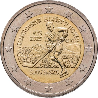 купить Словакия 2 евро 2025 Чемпионат Европы по хоккею 1925