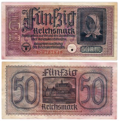 купить Германия, Третий рейх 50 рейхсмарок 1939-1945 гг (для оккупированных территорий)