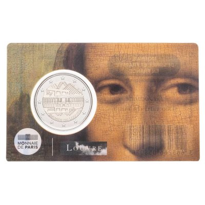 купить Франция 2 евро 2025 "Лувр" карточка тип 1 "Мона Лиза"