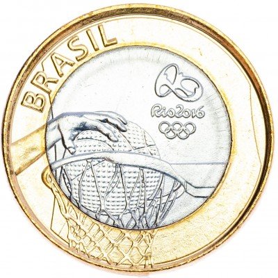 купить Бразилия 1 реал 2015 "XXXI летние Олимпийские Игры, Рио 2016 - Баскетбол"