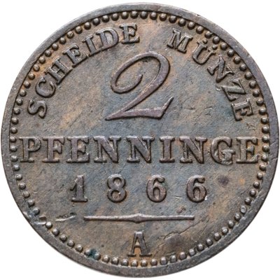 купить Германия, Пруссия 2 пфеннига 1866
