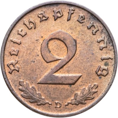 купить Германия (Третий рейх) 2 рейхспфеннига (reichspfennig) 1938 D