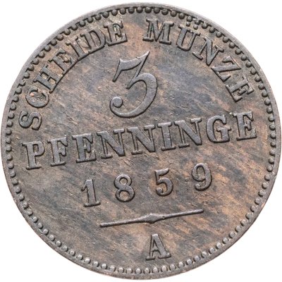 купить Германия, Пруссия 3 пфеннига 1859 А