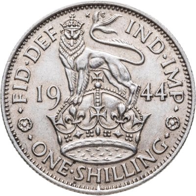 купить Великобритания 1 шиллинг (shilling) 1944 Английский шиллинг - лев, стоящий на короне