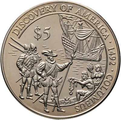 купить Либерия 5 долларов (dollars) 2000 "Открытие Америки - Колумб"