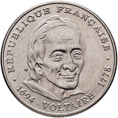 купить Франция 5 франков (francs) 1994 "300 лет со дня рождения Вольтера"