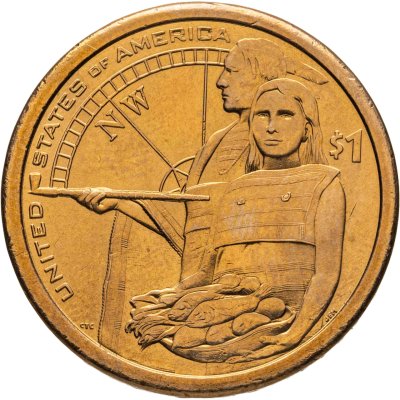 купить США 1 доллар (dollar) 2014 "Коренные Американцы - Гостеприимство индейцев", знак монетного двора: "Р" - Филадельфия