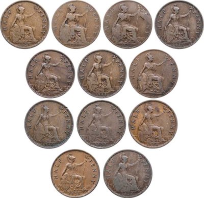 купить Великобритания набор из 12 монет 1/2 пенни 1920-1936
