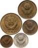 Купить Набор монет СССР 1975 года 1, 2, 3, 5, 10 копеек (5 монет)