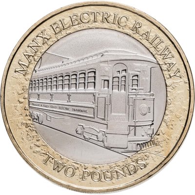 купить Мэн 2 фунта 2023 "130 лет Электрическому трамваю острова Мэн"