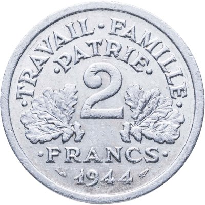 купить Франция 2 франка (francs) 1944 B ÉTAT FRANÇAIS знак монетного двора: "B" - Бомон-ле-Роже