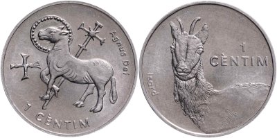 купить Андорра набор 1 сантим 2002 (Агнец Божий и Пиренейская серна) 2 монеты