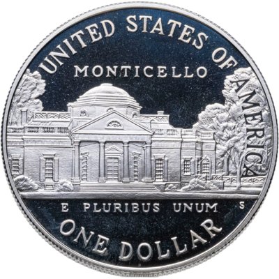 купить США 1 доллар (dollar) 1993 S Jefferson (250 лет со дня рождения Томаса Джефферсона)