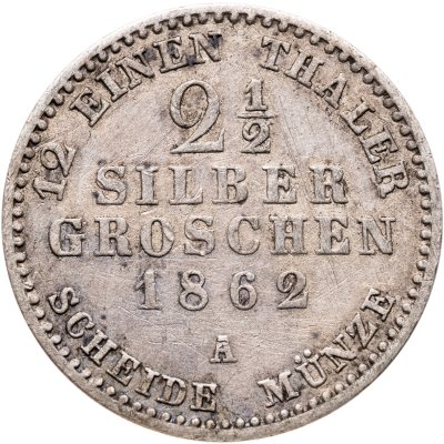 купить Пруссия 2 1/2 серебряных гроша 1862 А
