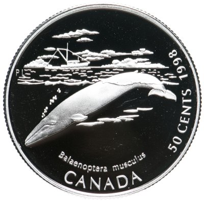 купить Канада 50 центов (cents) 1998 "Гиганты океана - Голубой кит"