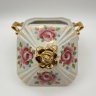 Купить Сахарница, декорированная цветочным узором в розовых оттенках, фарфор, роспись, золочение, Объединение «Гжель», СССР, 1972-1985 гг.