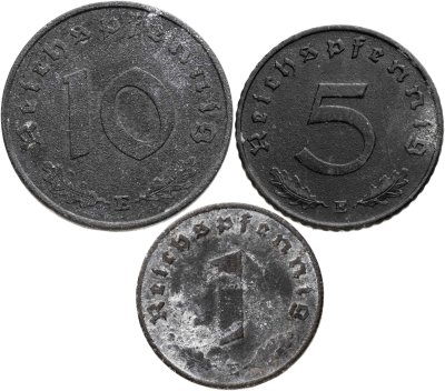 купить Германия набор 1,5,10 рейхспфеннигов 1944, двор "Е"