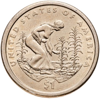 купить США 1 доллар (dollar) 2009 "Коренные Американцы - Посадка культур", Знак монетного двора D - Денвер