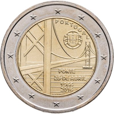 купить Португалия 2 евро 2016 Мост имени 25 апреля