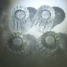 Купить Набор из 4-х стопок с рельефным растительным декором, стекло, Опытный стекольный завод, СССР, 1970-1990 гг.