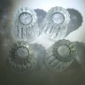 Купить Набор из 4-х стопок с рельефным растительным декором, стекло, Опытный стекольный завод, стекло, Опытный стекольный завод, СССР, 1970-1990 гг.