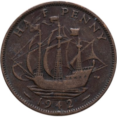 купить Великобритания 1/2 пенни (penny) 1938-1967