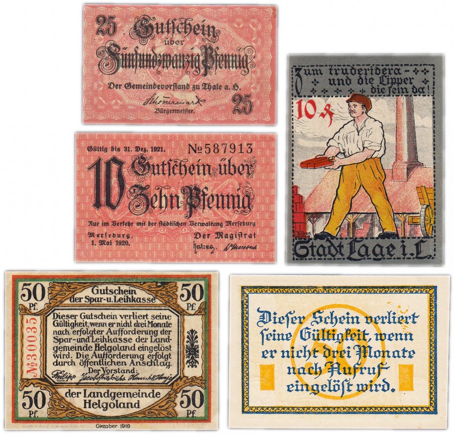 купить Германия (разные земли)  набор из 5 нотгельдов 1920-1922