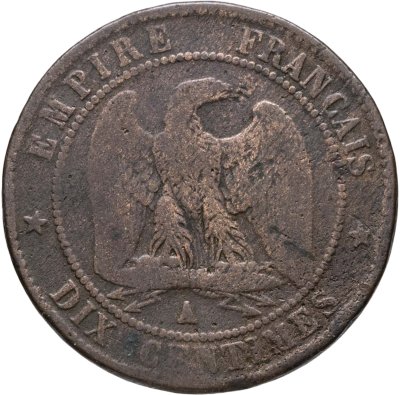 купить Франция 10 сантимов (centimes) 1856 A знак монетного двора: "A" - Париж