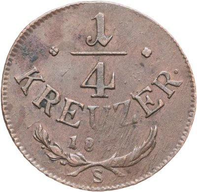 купить Австрия 1/4 крейцера 1816, знак монетного двора "S" - Смолник