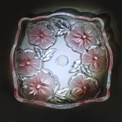 купить Блюдо сервировочное (конфетница) с рельефным цветочным декором, стекло, матирование, Walther Glas, Германия, 1990-2010 гг.