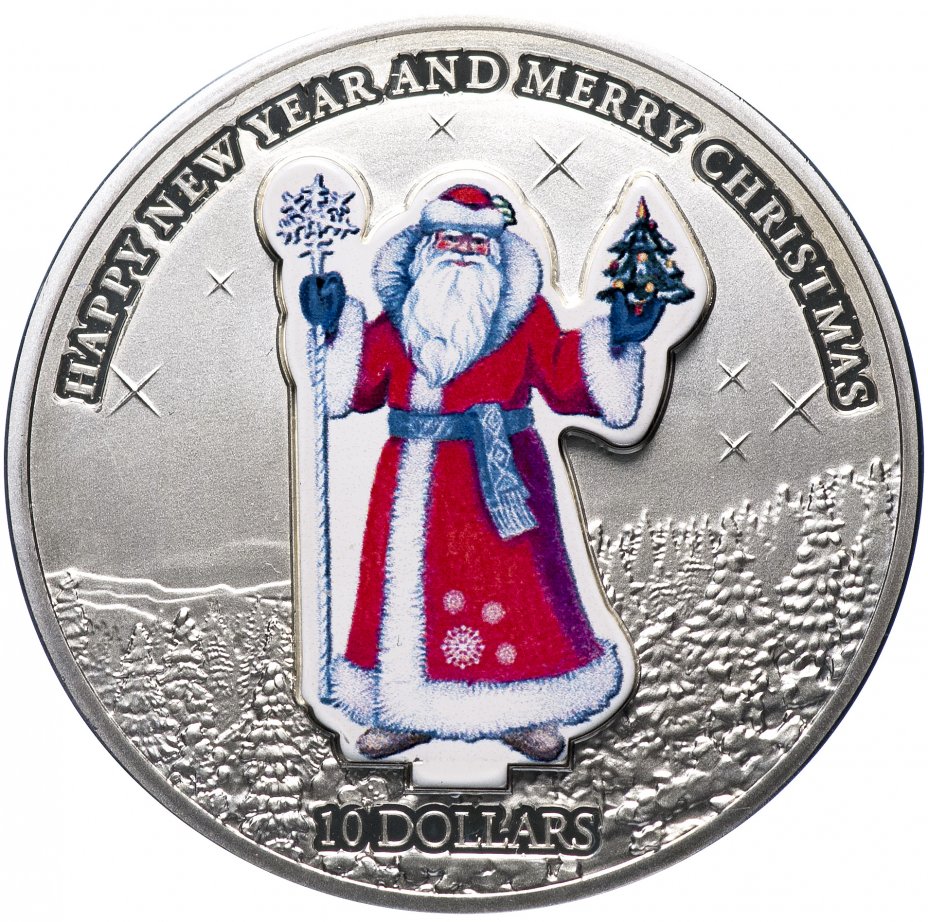 купить Науру 10 долларов 2008 "Дед Мороз" монета-трансформер