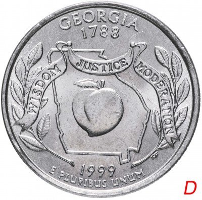 купить США 1/4 доллара (квотер, 25 центов) 1999 D "Штат Джорджия"