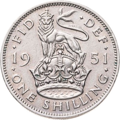купить Великобритания 1 шиллинг (shilling) 1951 Английский шиллинг - лев, стоящий на короне