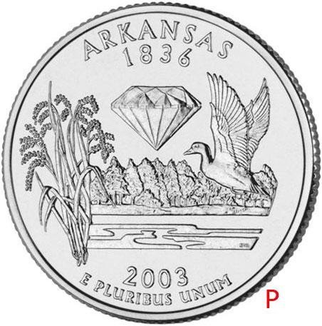 купить США 25 центов (квотер) 2003 P — штат Арканзас
