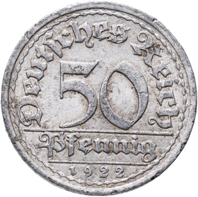 купить Германия (Веймарская республика) 50 пфеннигов 1922 "J"