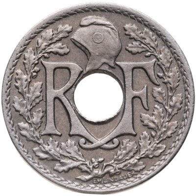 купить Франция 5 сантимов (centimes) 1926 Новый тип: Отверстие в центре