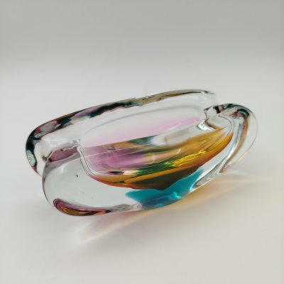 купить Пепельница (мелочница) сине-оранжевого оттенка, автор автор Josef Rozinek (Йозеф Розинек), цветное стекло, Borske Sklo, Чехословакия, 1970-1990 гг.