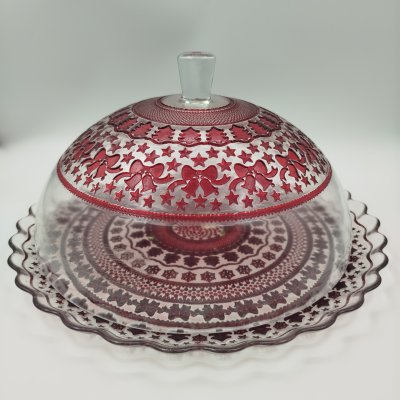купить Блюдо с крышкой (клош), украшенный праздничным орнаментом, стекло, Турция, 2010-2020 гг.