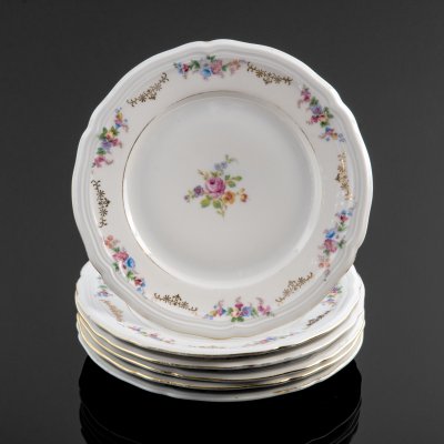 купить Набор десертных тарелок на шесть персон из серии "Marie-Luise", фарфор, деколь, золочение, Christian Seltmann, Weiden, Германия, 1949-1954 гг.