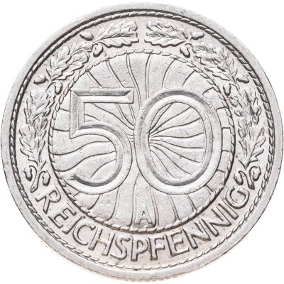 купить Германия 50 рейхспфеннигов (reichspfennig) 1928, знак монетного двора "А" — Берлин