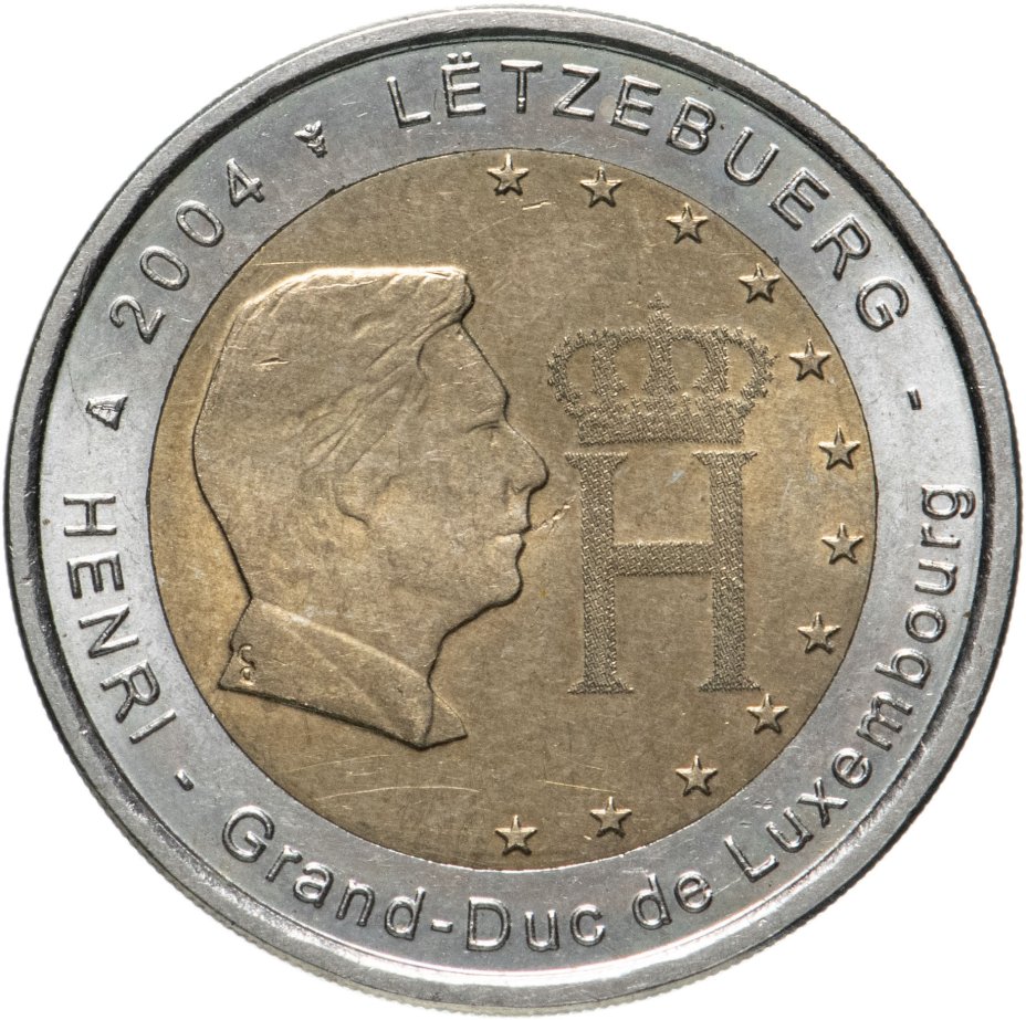 купить Люксембург 2 евро (euro) 2004 "Портрет и монограмма герцога Люксембурга Анри Нассау"