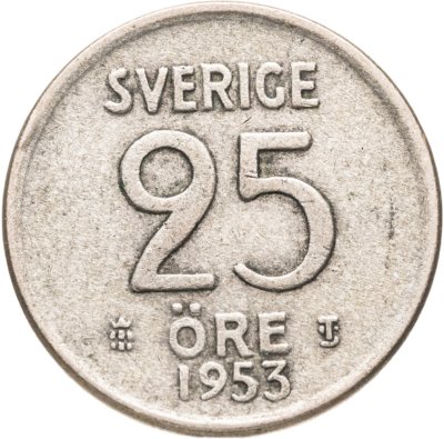 купить Швеция 25 эре (ore) 1953